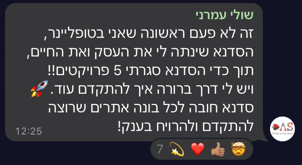 המלצה על סדנת טופליינר — בניית עסק מעיצוב ובניית אתרים עם חיים בניסטי (6)
